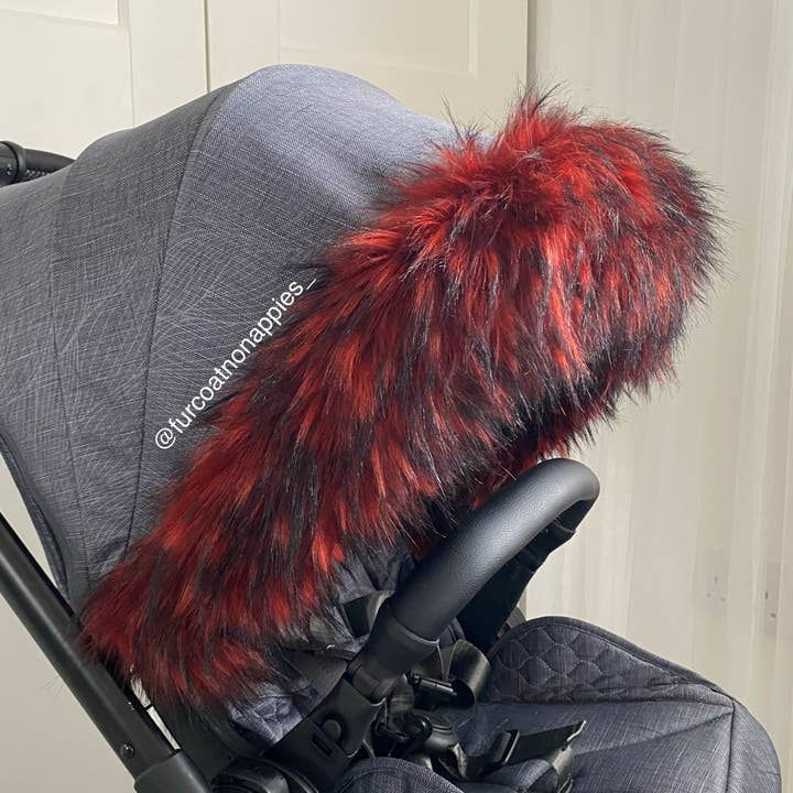 Universal Röd Pop Fur Barnvagn Hood Trim för wholesale av Fur coat no nappies U.K. ltd