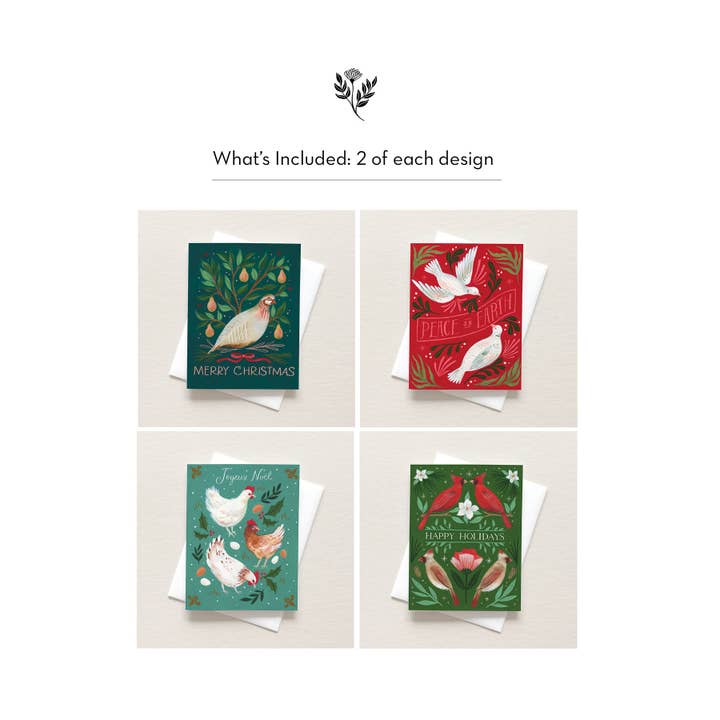 Emilie Simpson Art & Design - Wholesale Christmas Card - Birds of Christmas Card Set6
