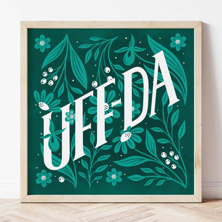 Imprimé folklorique vert Minnesota Uff-Da pour la vente par Wild Perla