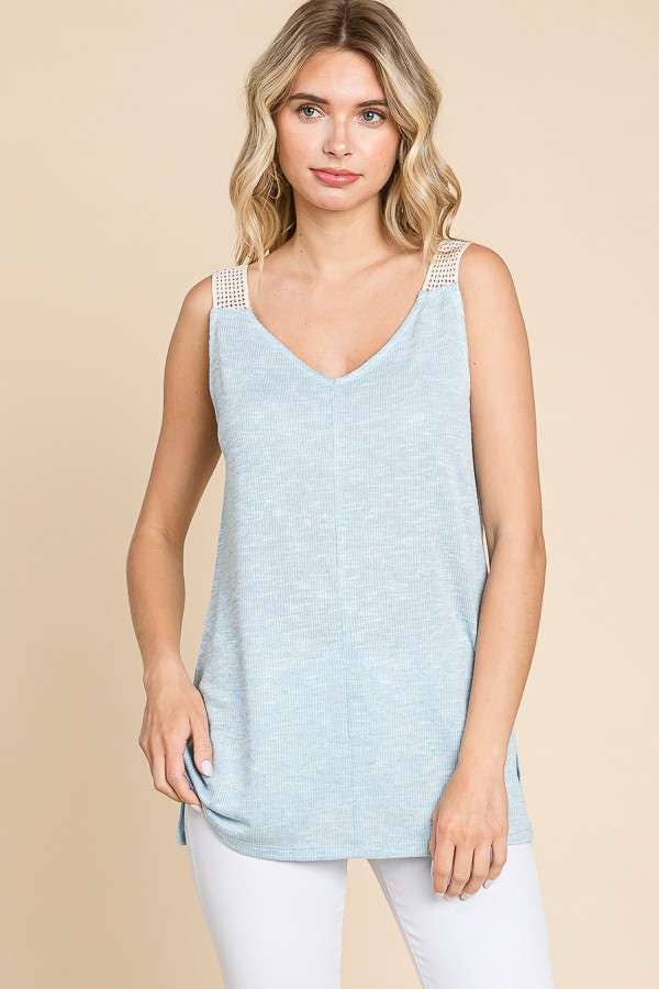 Culture Code – Engroshandel Tanktop – Kvinder – CRK1643 - V-HALS HÆKLET BLONDESTROP TOP17