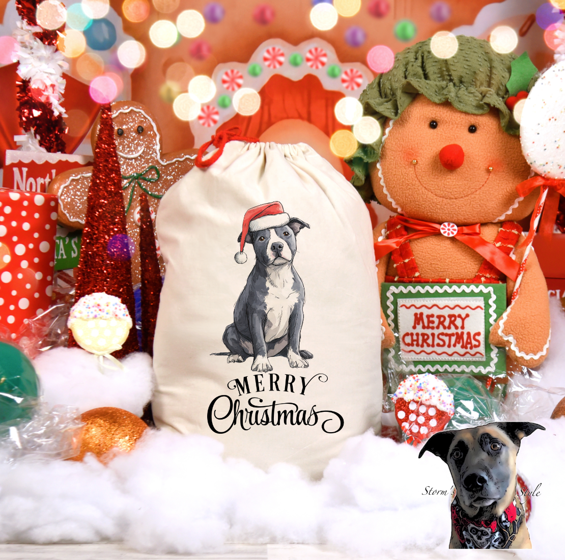 Storms Style – wholesale Holiday Stocking – Christmas Doodle Dogs Stockings and Santa Sacks 13