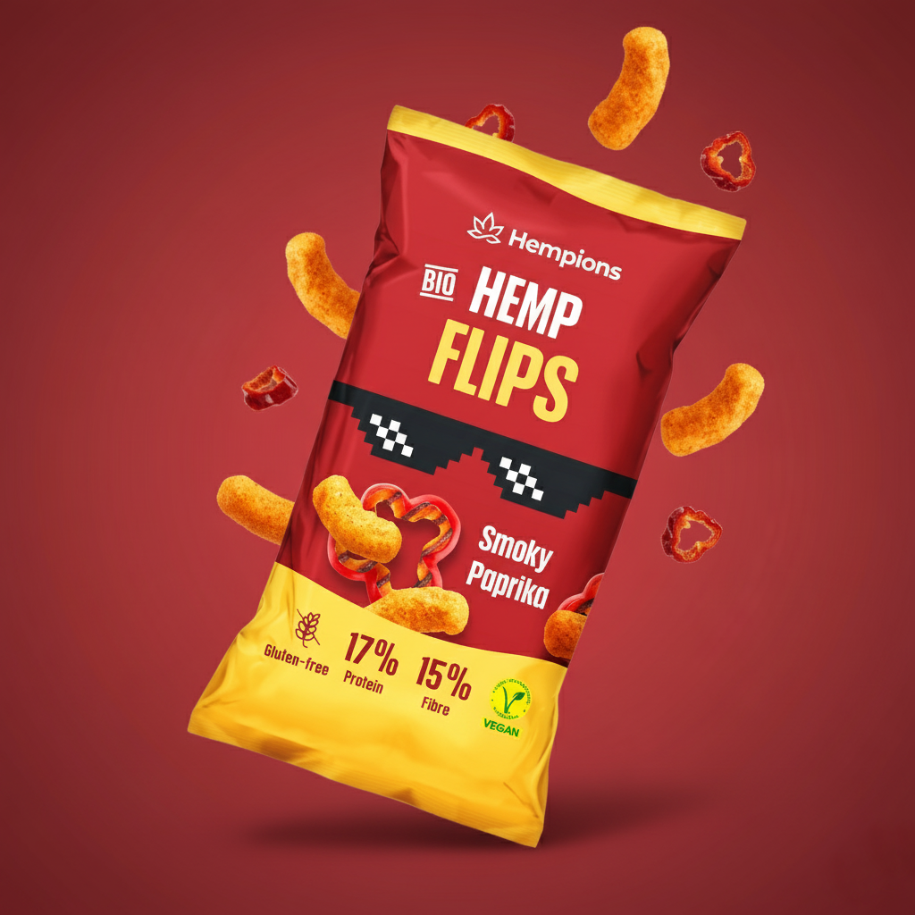 Hempions - Wholesale Puffed Snack - Organic Hemp Flips Smoky Paprika 70 g - Gluten-Free Snack2