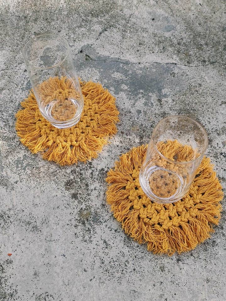 Marigold Macramé Coasters for wholesale by SIZ