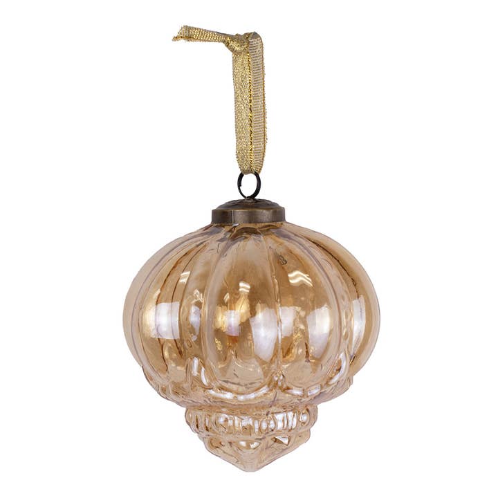 Ornamento in Vetro Varese Oro 4" per la vendita all'ingrosso da parte di The Royal Standard