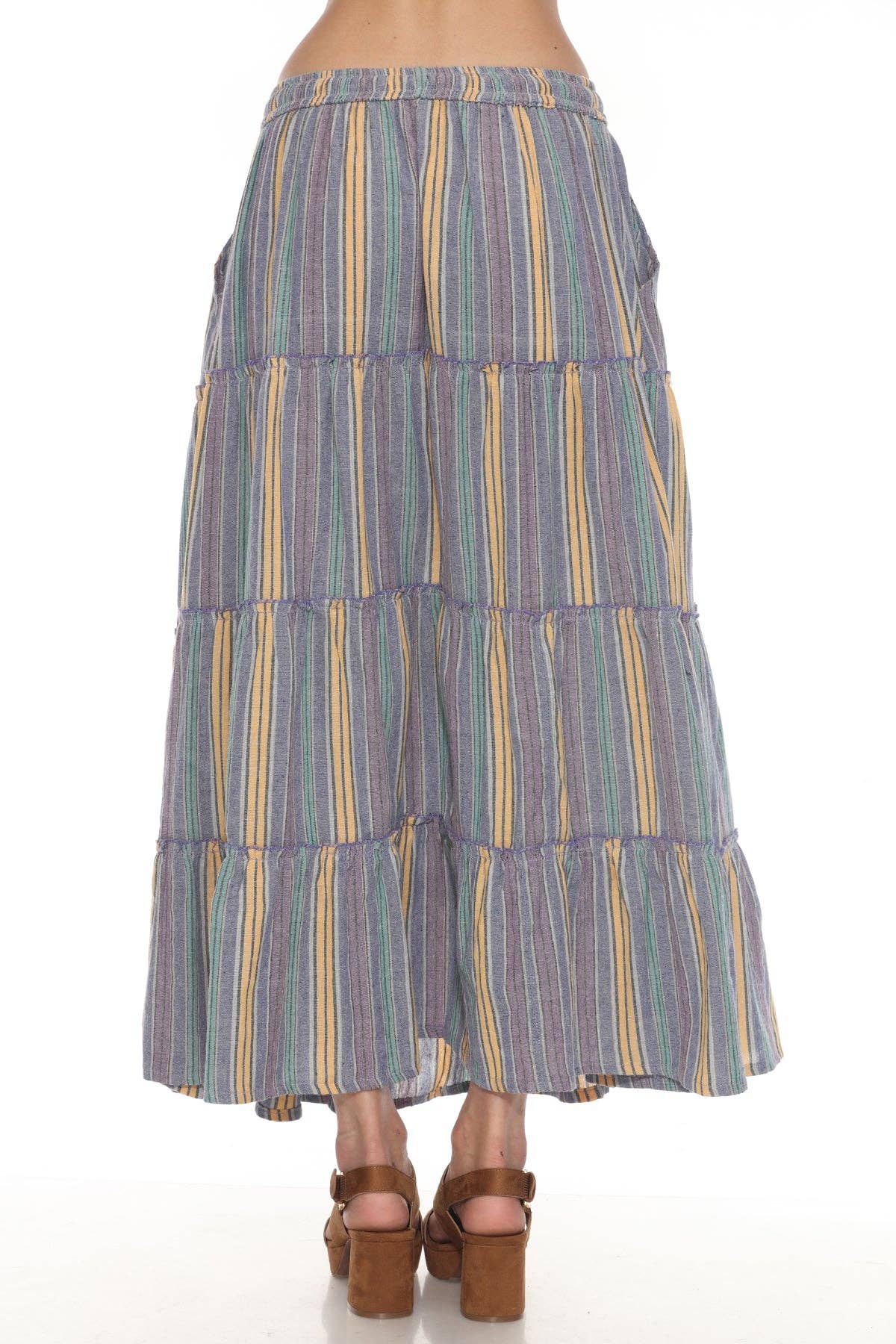 Lakhays Collection Inc. - Wholesale Skirt - Women's - Stripe Tiered Maxi Skirt5