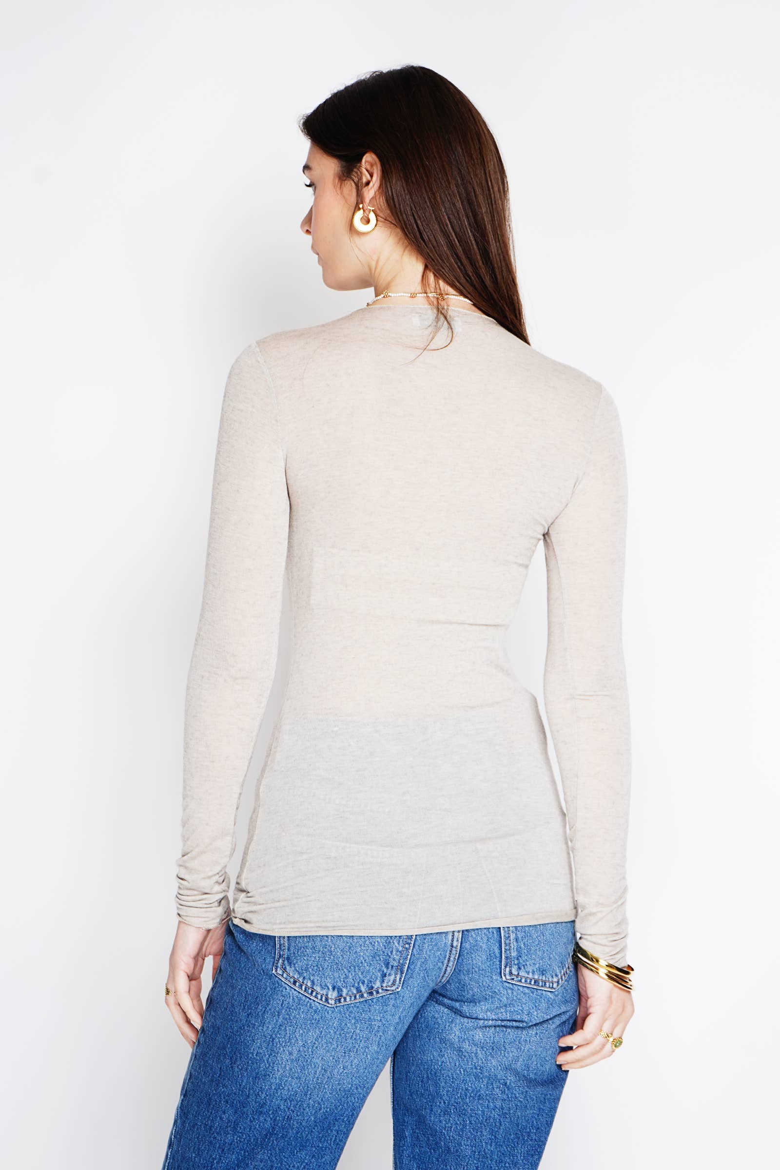 NOELINE - Wholesale Knit Sweater - Women's - Cashmere round neck long sleeve t-shirt 0888610