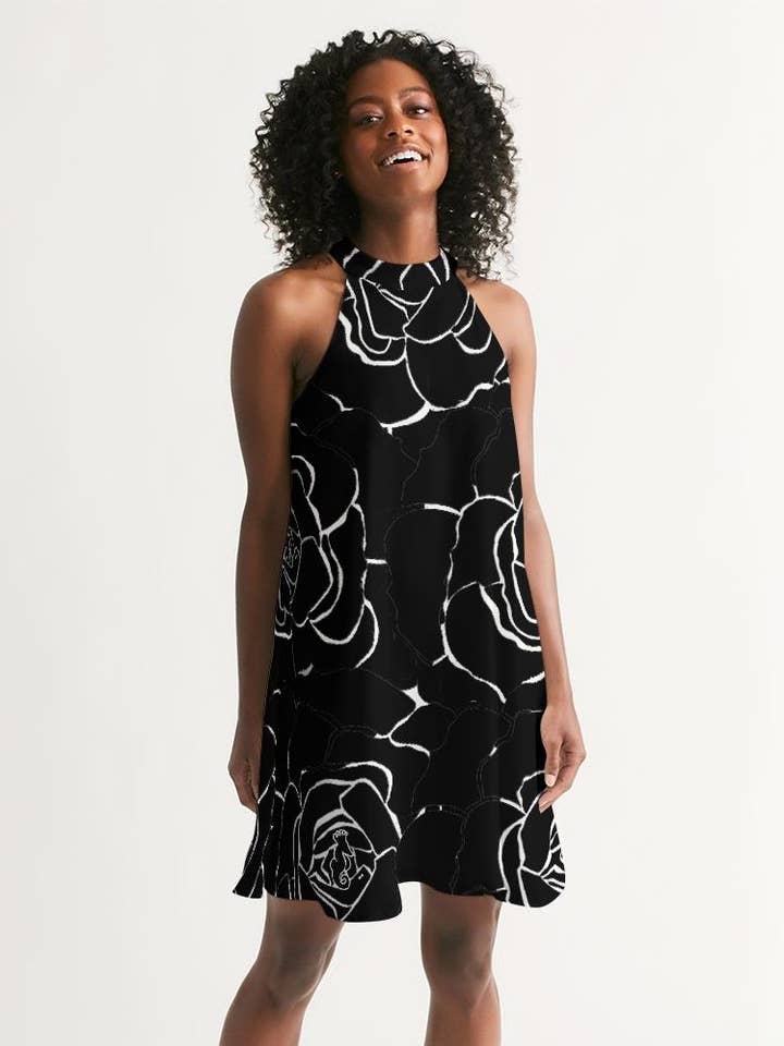 Dwayne Elliott Collection - Vestito con rose, colore: nero per la vendita all'ingrosso da parte di Dwayne Elliott Collection