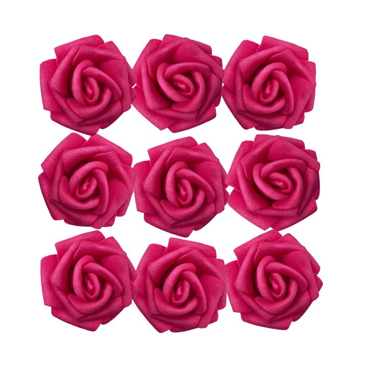 Fuchsia Foam Roses – 9ct Blooming Beauty for wholesale by Angels Craft