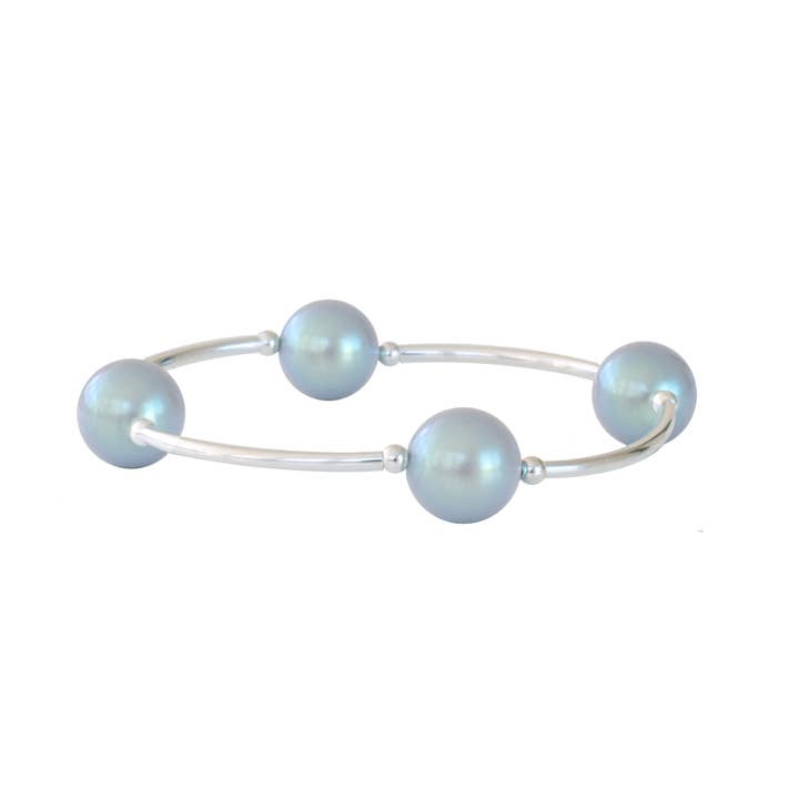 Bracelet de bénédiction de perles grises scintillantes de 12 mm pour la vente par Made as Intended