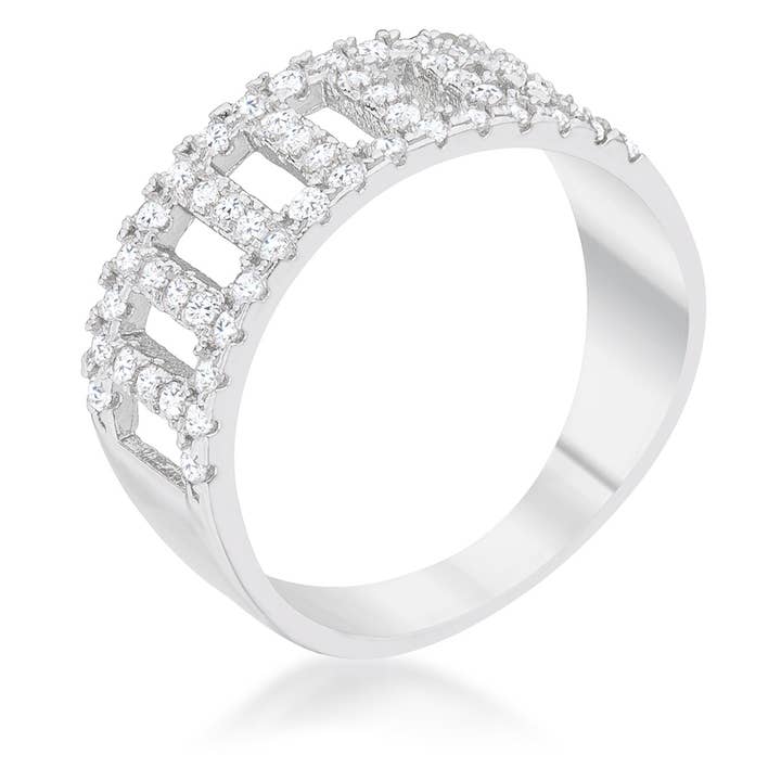 Rey 0.5ct CZ Rhodium Contemporary Band Ring for wholesale by JewelScent