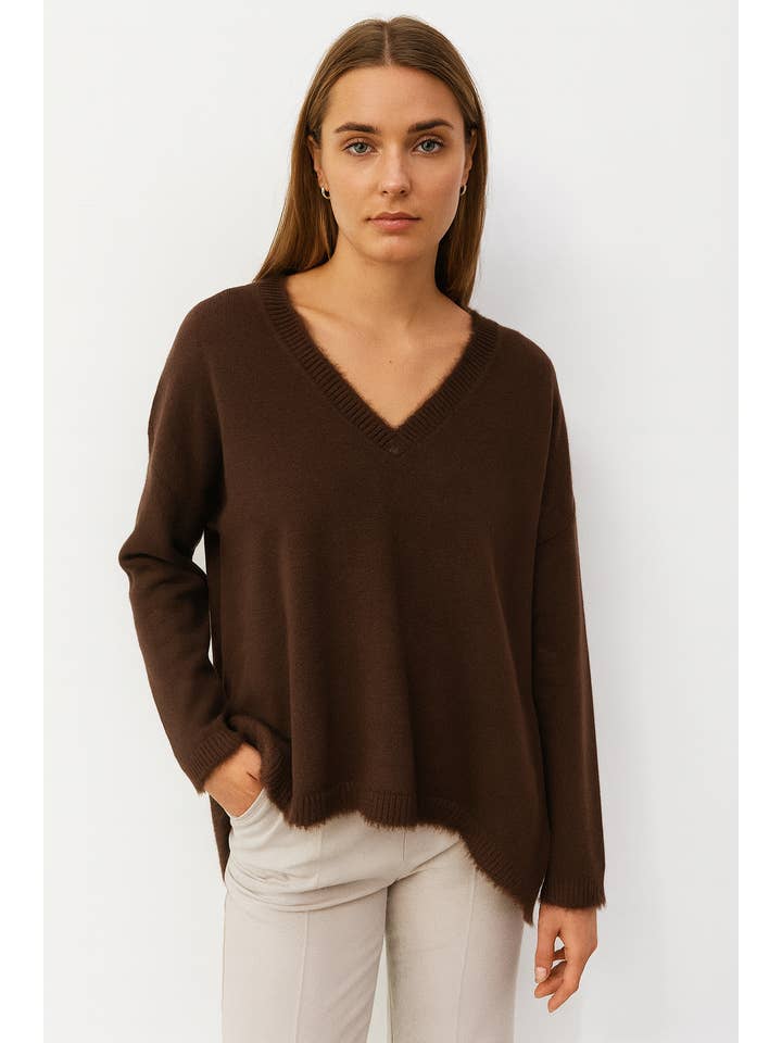 Lucy Sparks - Wholesale Knit Sweater - Women's - SOFT KNIT V NECK JUMPER WITH FAUX FUR TRIM3