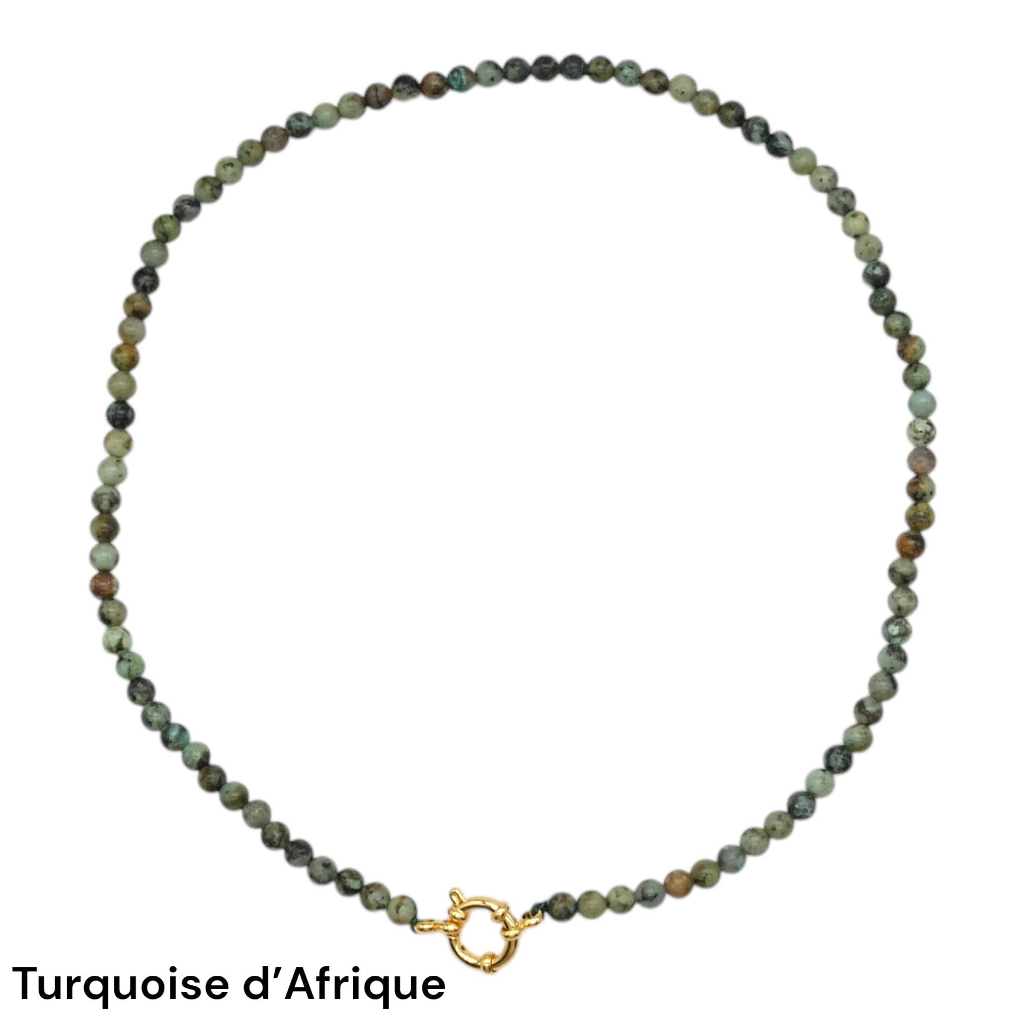 Foliesbijoux - Wholesale Beaded/Pearl Necklace - 43 cm necklace in 4 mm with gold-plated stainless steel buoy clasp (20 stones available)3