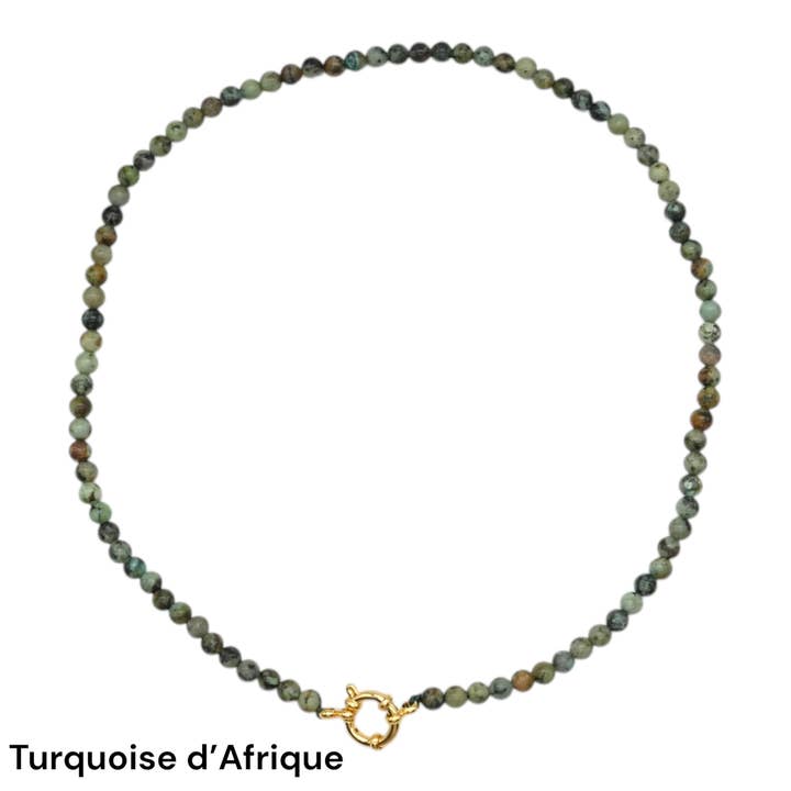 Foliesbijoux - Wholesale Beaded/Pearl Necklace - 43 cm necklace in 4 mm with gold-plated stainless steel buoy clasp (20 stones available)3