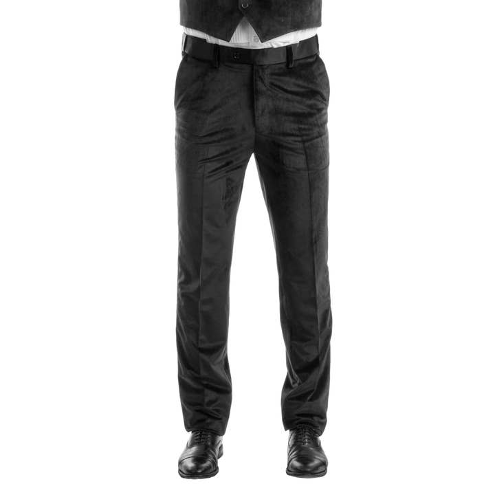 Sophisticated Noir: The Black Velvet Dress Tuxedo Pants for wholesale on Faire1