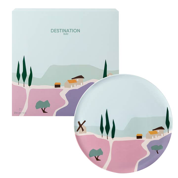 Degrenne Paris - Wholesale Dinner Plate - DESTINATION SUD - Gift Box of Round Shared Plate / Pie Dish
