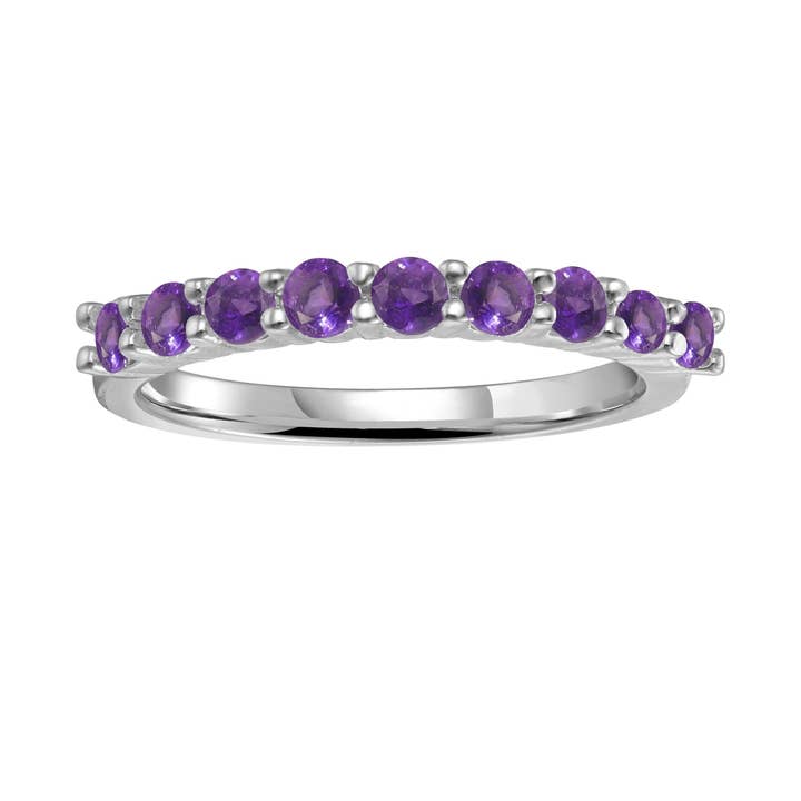 Sterling Silver - Natural Amethyst - Half Eternity Ring for wholesale by FCJ Jewelry LLC