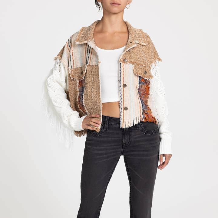 MJ0837L- MIX MEDIA JACKET for wholesale by Miss Me