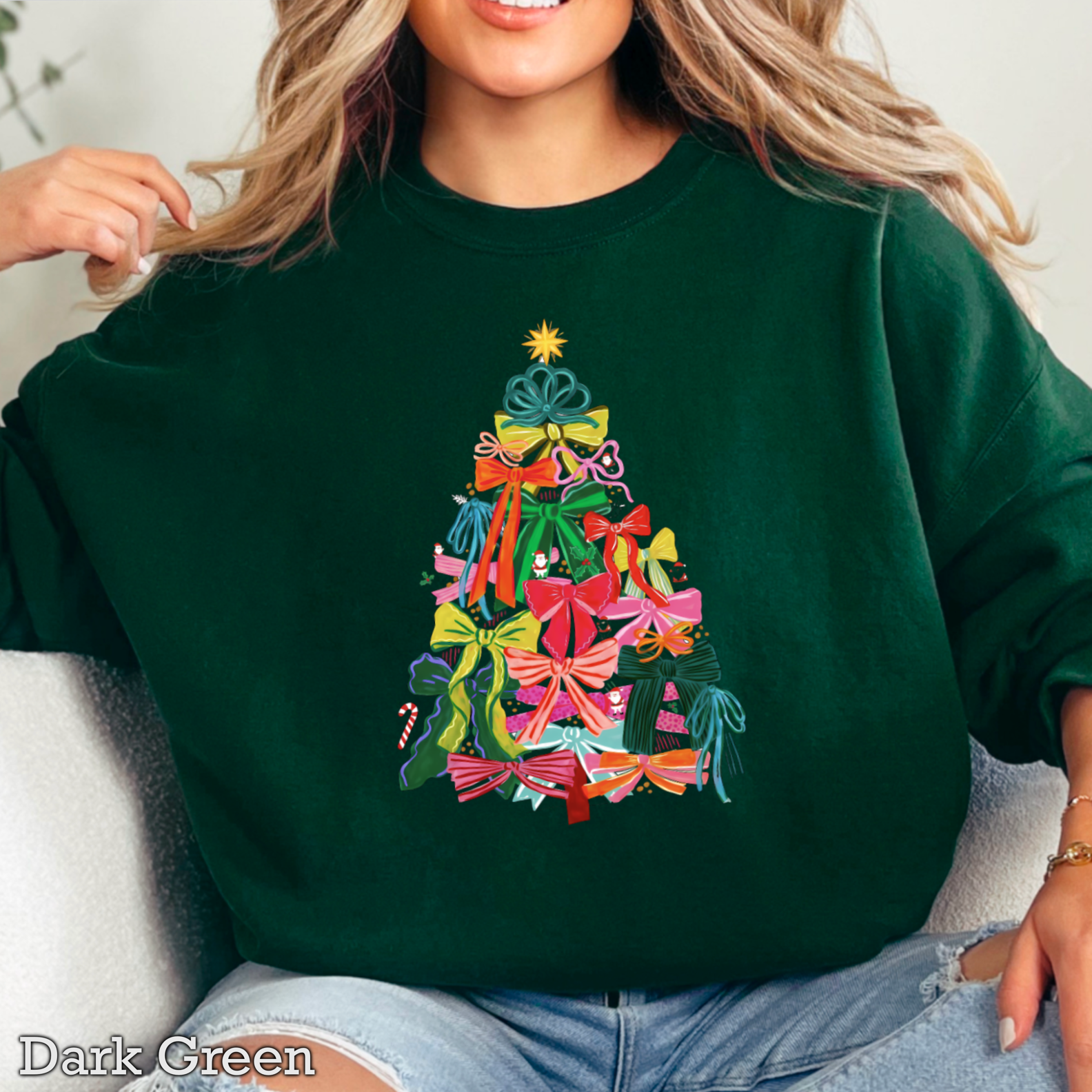Shoppe SHC - Wholesale Graphic Sweatshirt - Women's - Bow Christmas Tree Christmas Sweatshirt | Gildan 3