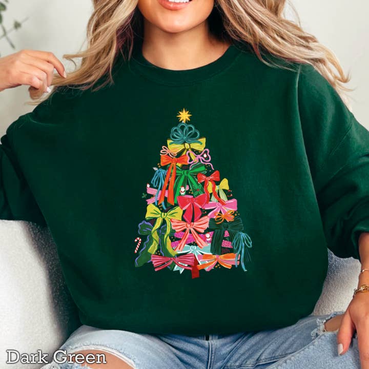 Shoppe SHC - Wholesale Graphic Sweatshirt - Women's - Bow Christmas Tree Christmas Sweatshirt | Gildan 3