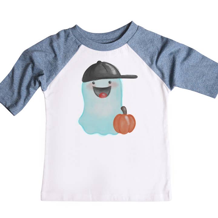 Pojkar Söt Halloween Ghost Raglan Tee för wholesale av Jumpin' Jaks Tees