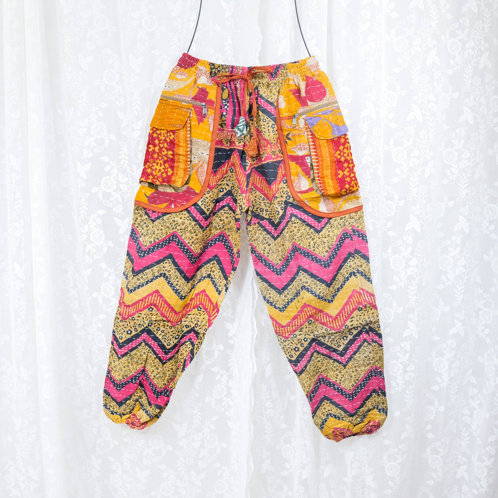 Karma Nepal Crafts - Wholesale Pants - Women's - One of a Kind Kantha Baggy Pants with Pockets6