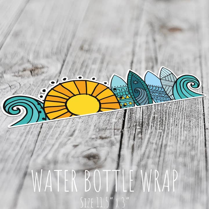 Sun, Swells + Surf | Water Bottle Wrap for wholesale by Sunshine + Saltwater