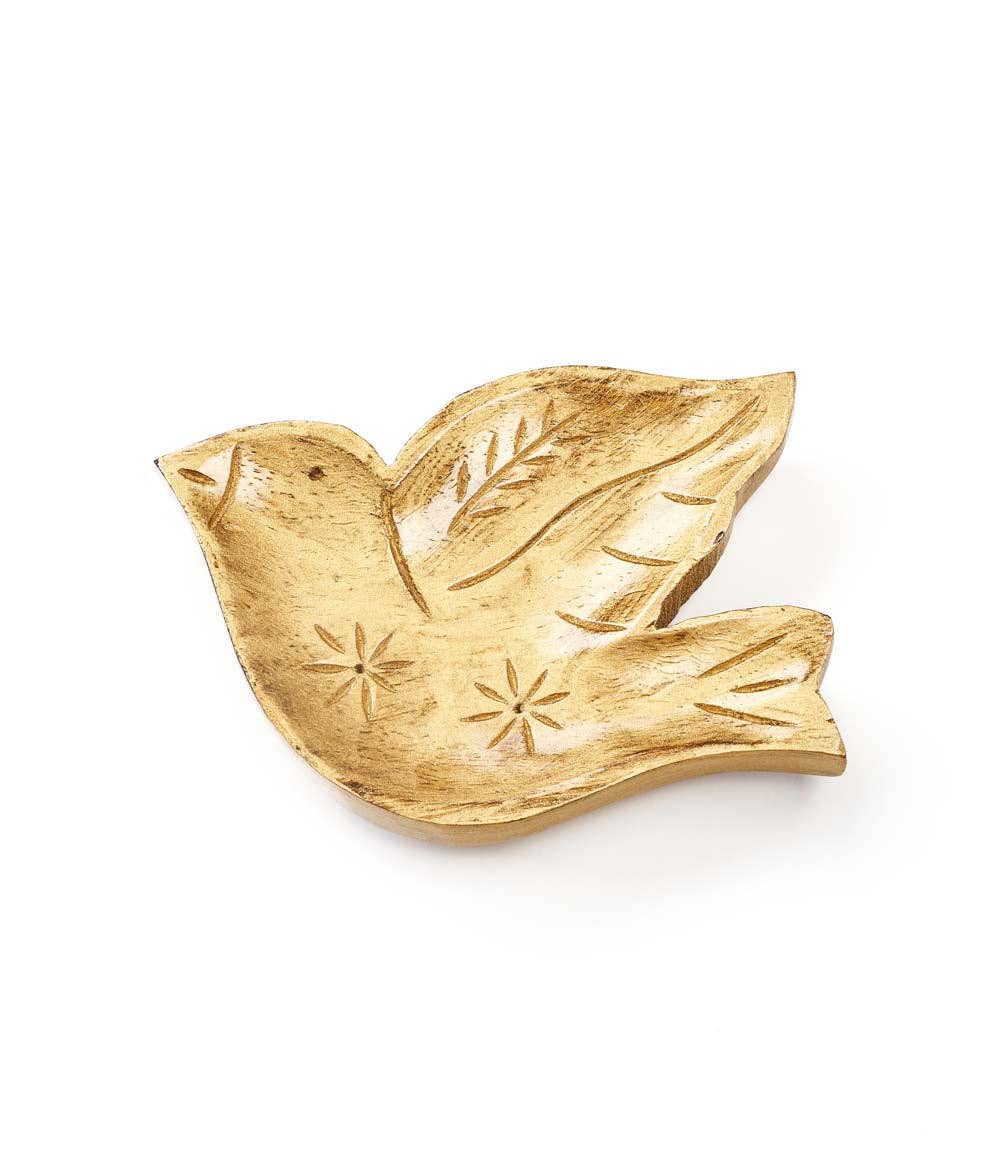 Matr Boomie Fair Trade - Wholesale Jewelry Dish - Chamak Bird Jewelry Tray - Metallic Painted Wood