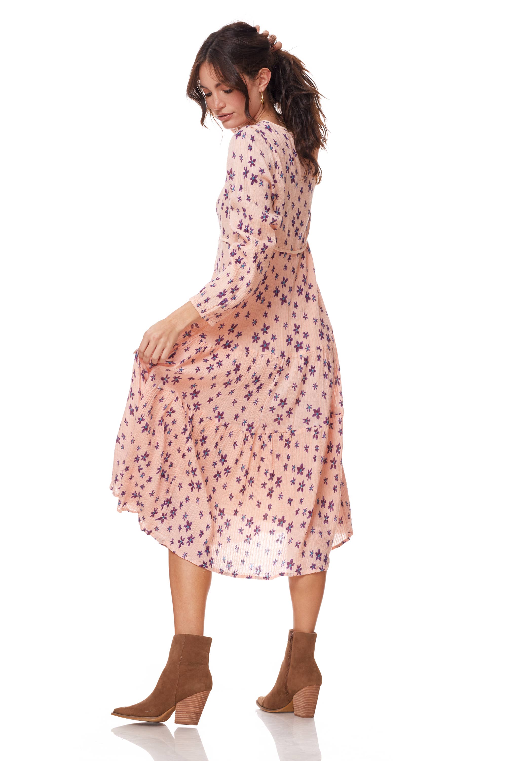 Blue Boheme – Engroshandel Kjole - Dame – Marisa midi-kjole med print i koralfarve6