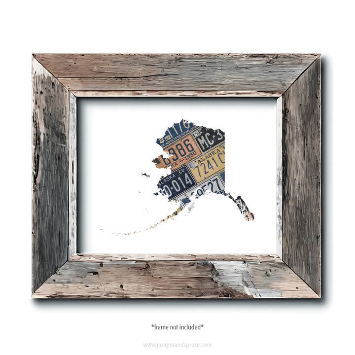 Alaska Vintage License Plate Home Print for wholesale by Juniper & Spruce