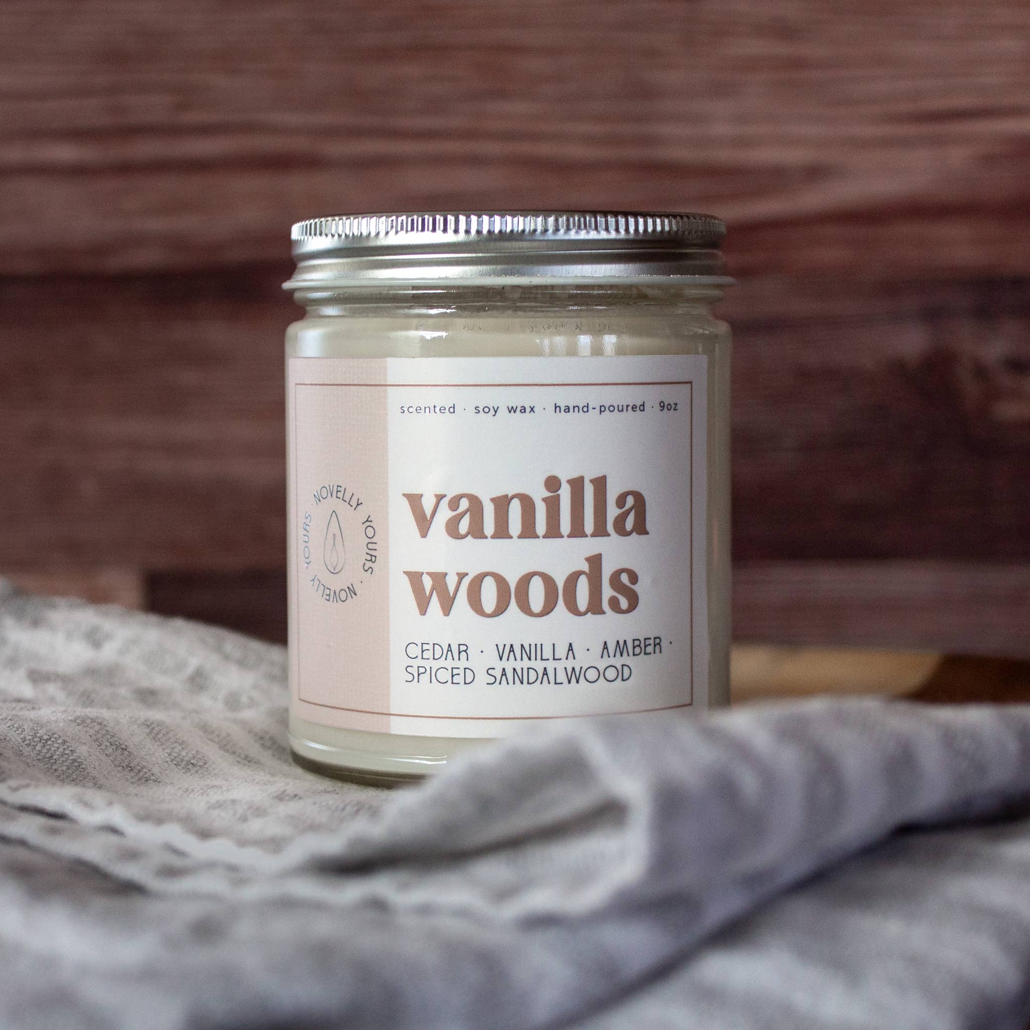 Novelly Yours - Wholesale Jar/Filled Candle - Vanilla Woods Candle | Cozy Cedar Vanilla Scented Candle2