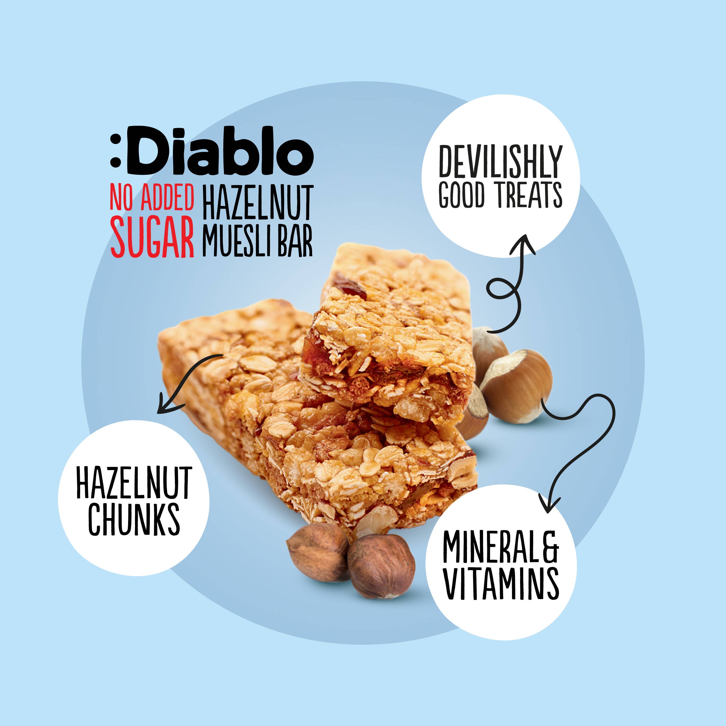Diablo Sugar Free – wholesale Snack bar – :Diablo Hazelnut Muesli Bar 30 gr2