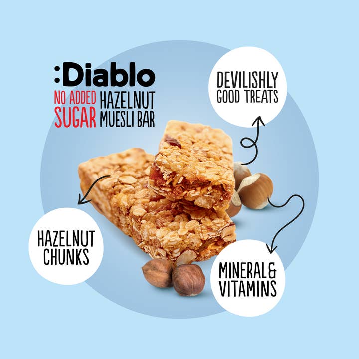 Diablo Sugar Free – wholesale Snack bar – :Diablo Hazelnut Muesli Bar 30 gr2