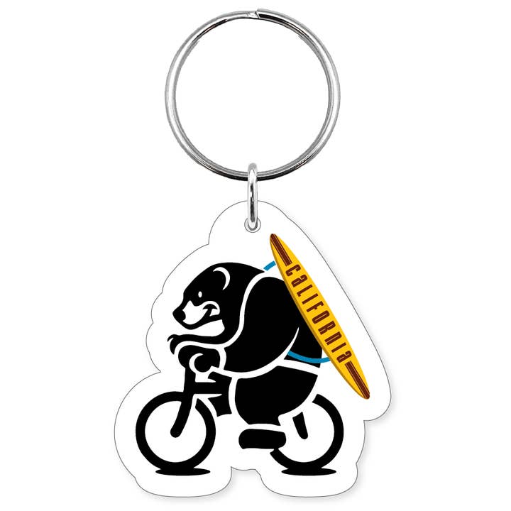 Morris Magnets - Wholesale Keychain - Unisex - Keychain - Biking Bear W/ Surfboard1