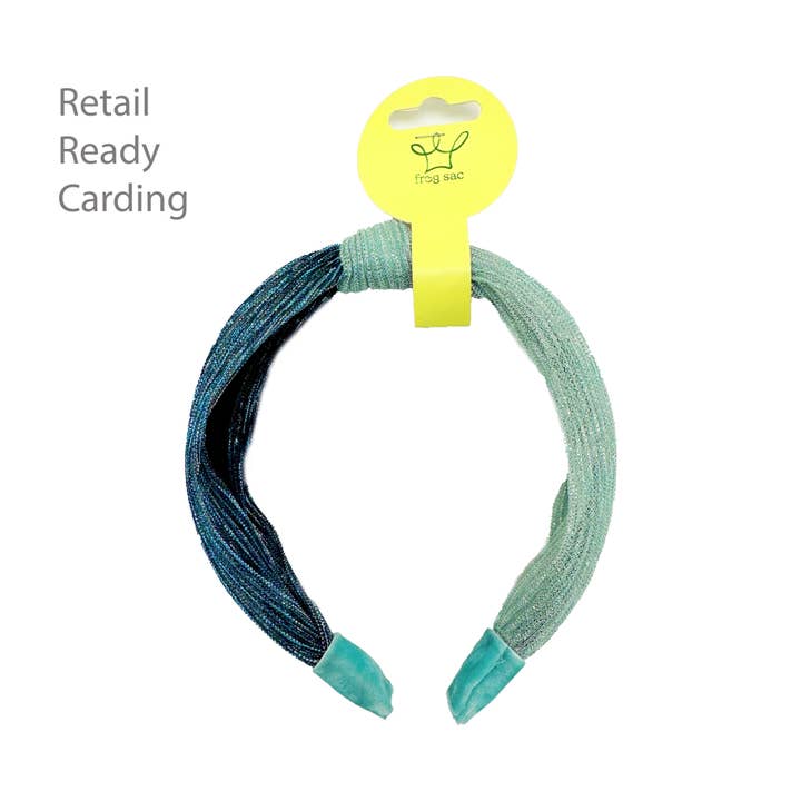 Frog Sac - Wholesale Fashion Headband - Kids - Two-Tone Pleated Knot Headband - Blue