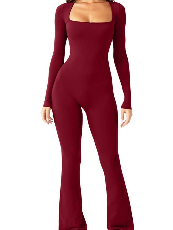 Lily Clothing - Wholesale Jumpsuit - Women's - Lift hip square neck wide leg high jump jumpsuit1