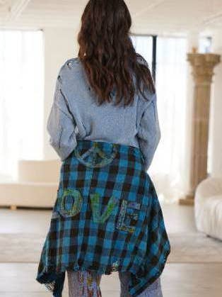 LOVE PEACH PATCH FLANNEL for wholesale by The Nu Vintage