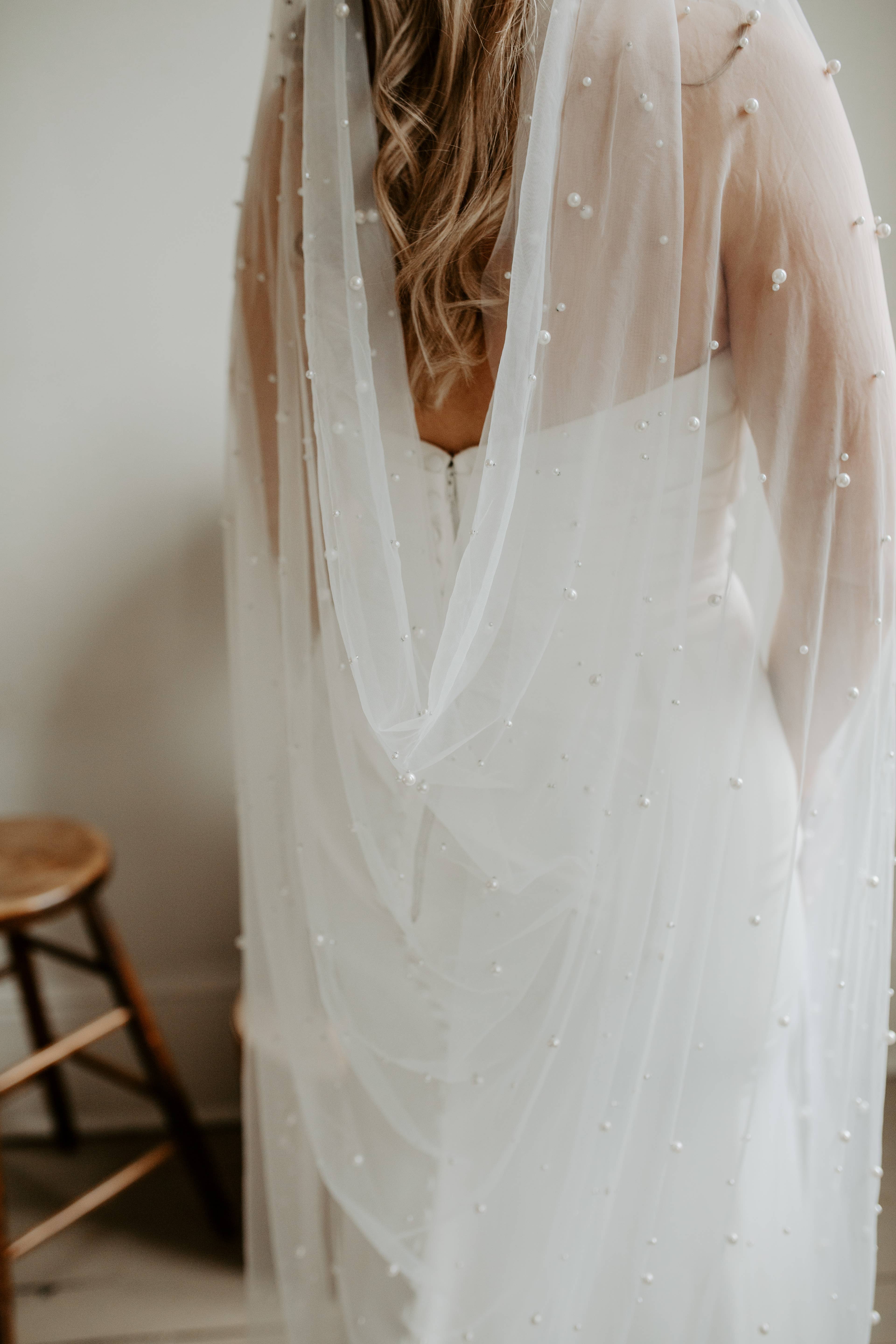 Ruffled Rose Veils - Wholesale Veil - Women's - Beaded Pearl Drape Veil2