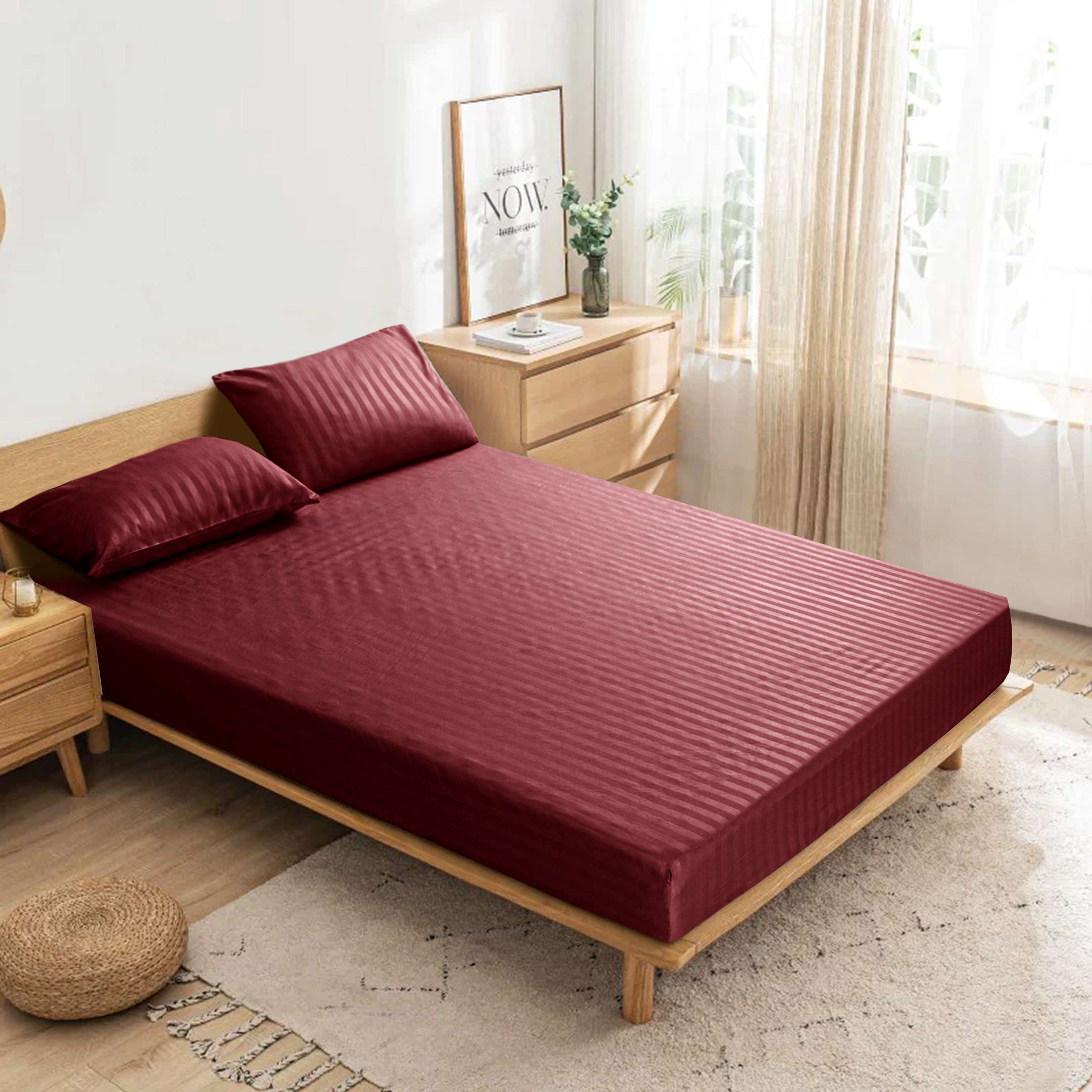 Cotton Passion - Wholesale Fitted Sheet - Satin Stripe Deep Pocket Fitted Sheets Deep Up to 25cm35