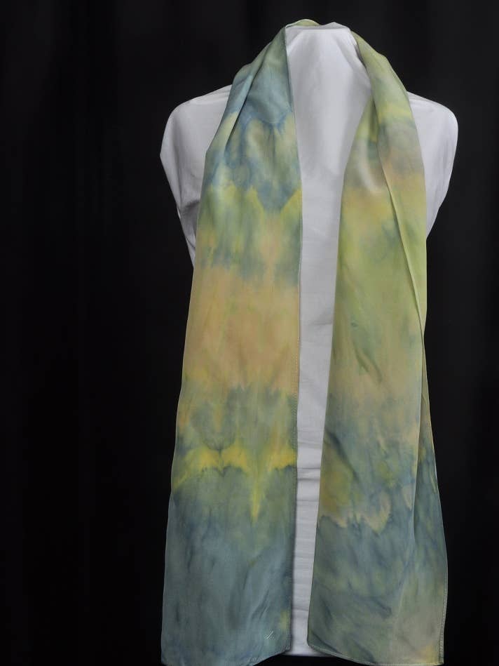 Sciarpa in crepe di seta giallo/blu per la vendita all'ingrosso da parte di Melanie Audet Limited Editions, llc