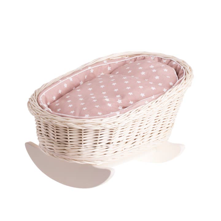 The Wicker Stories – Großhandel Puppenzubehörset – Kinder – Schaukelbett für Puppen, Korbpuppenwiege