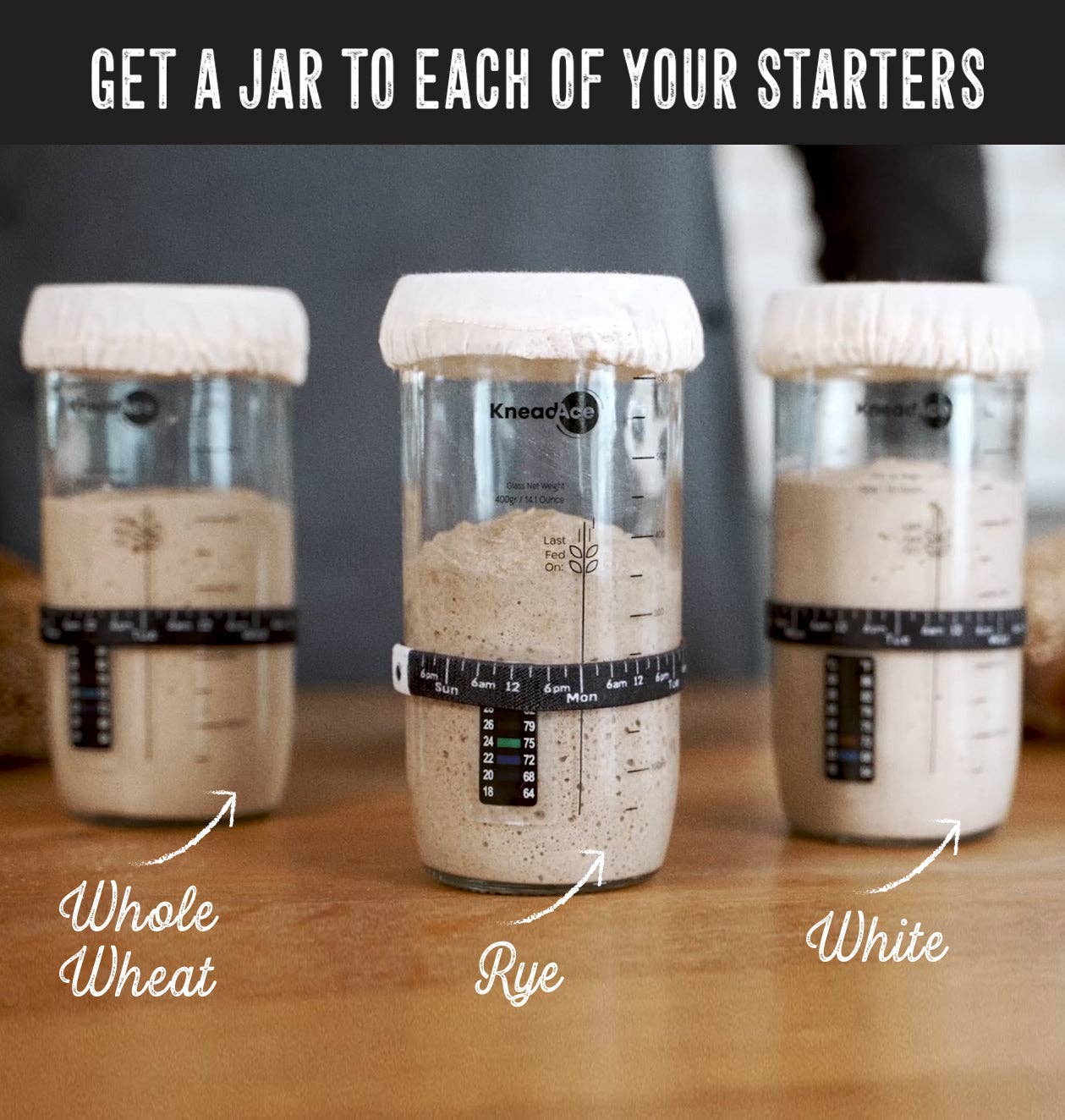 KneadAce - Wholesale Kitchen Tool/Gadget - KneadAce® 24oz Sourdough Starter Jar5