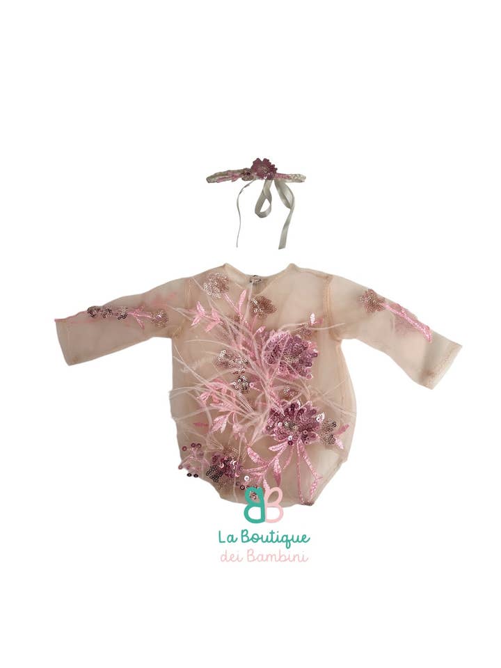 Lace And Feather Bodysuit for wholesale by La Boutique dei Bambini