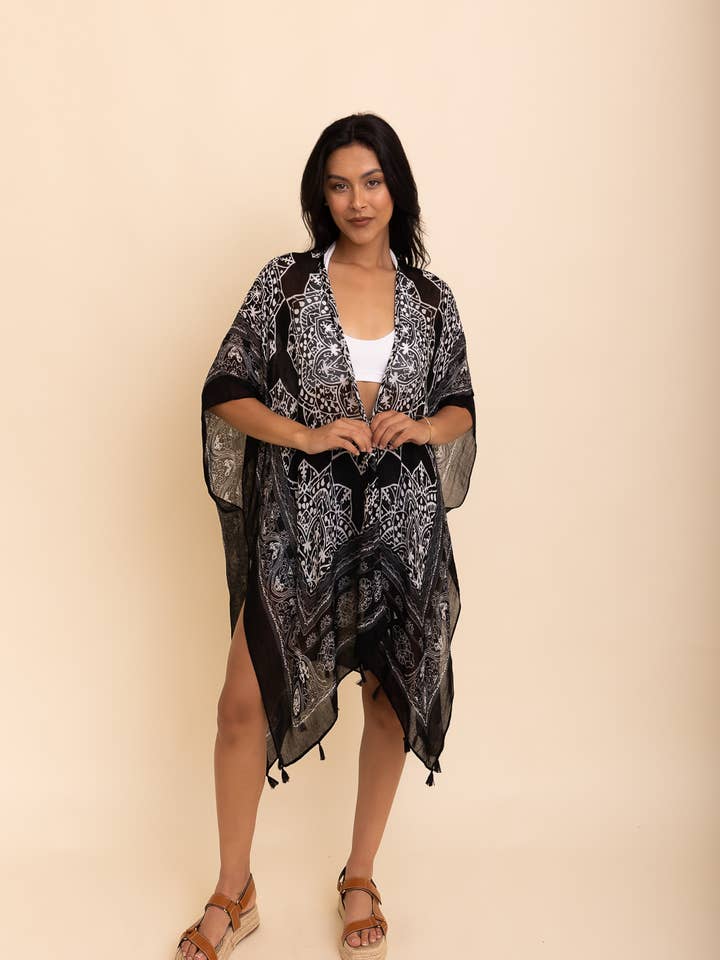 Leto Accessories - Wholesale Kimono - Women's - Versatile Kimono Cardigan with Tassels - Festival Ready 🎡9
