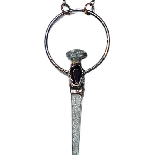 Small Coffin Nail Pendant with Garnet Coffin for wholesale by The Wacky Wanderers