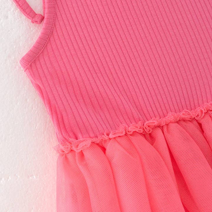 Auraquise - Wholesale Dress - Kids - Girls Summer Hot Pink Suspenders Tulle Dress