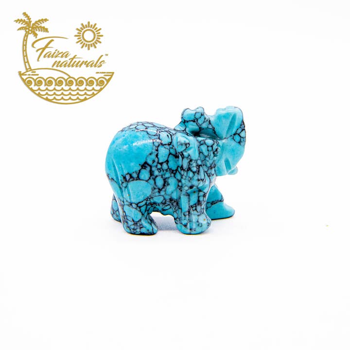Faiza Naturals – Engroshandel Pyntefigur – Turkis elefantfigur (håndskåret)1