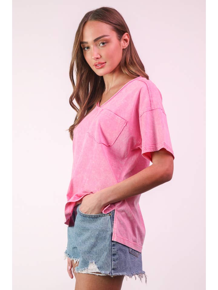 VERY J – Top de malha - Mulher por atacado – NT11966-Top de Malha com Decote em V Lavado a Mineral7