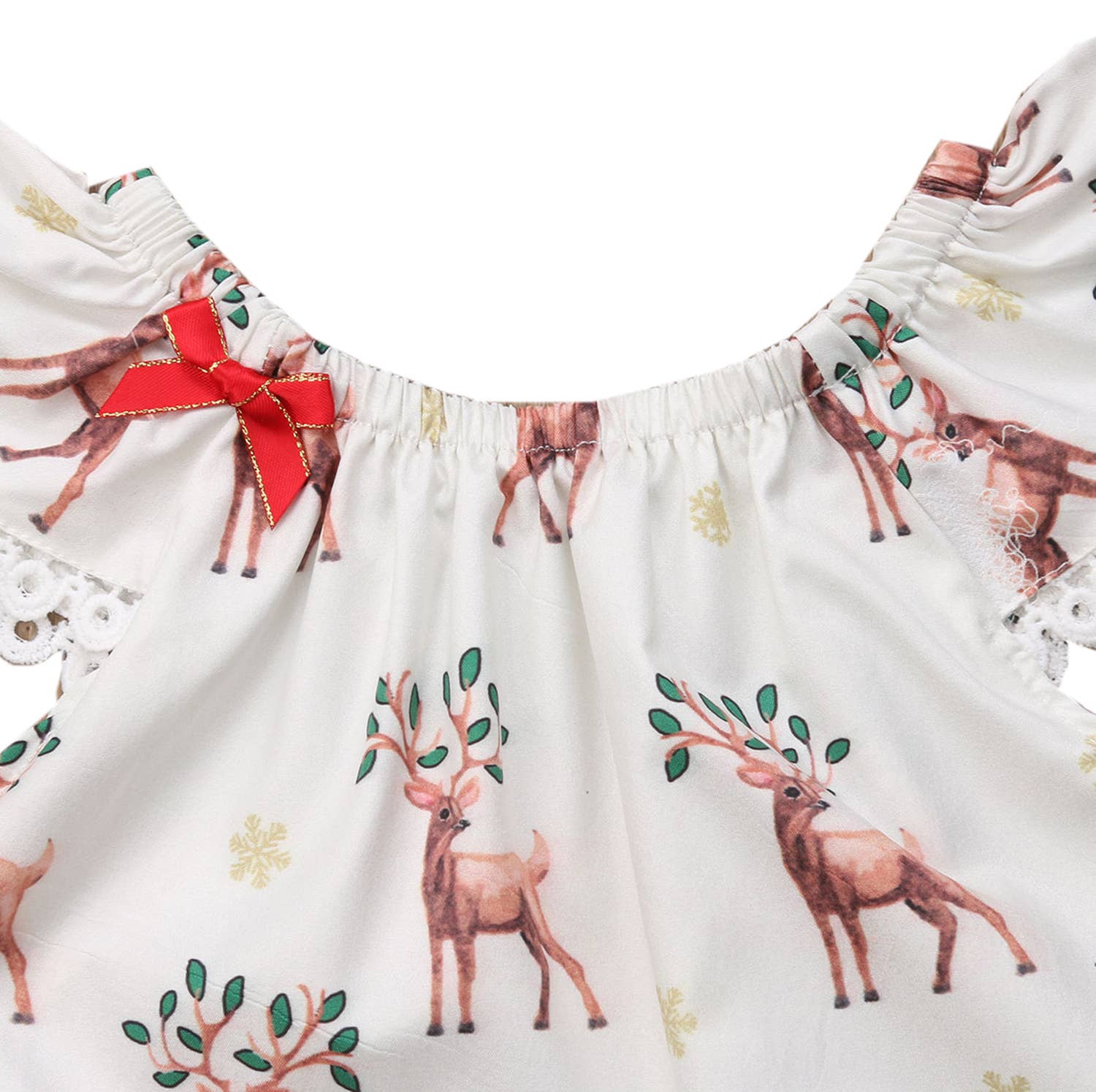 Fennco Styles - Wholesale Bodysuit (Non-Footed) - Baby - White Reindeer Lace Cape Sleeve Baby Sunsuit Romper 1