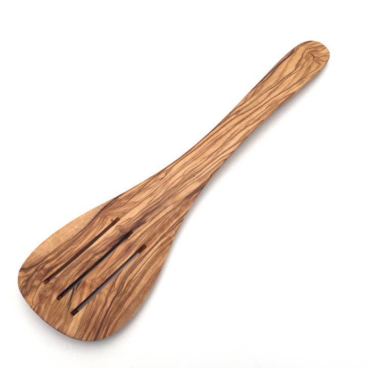 3 slotted spatula l. 33 cm olive wood for wholesale by medina mood