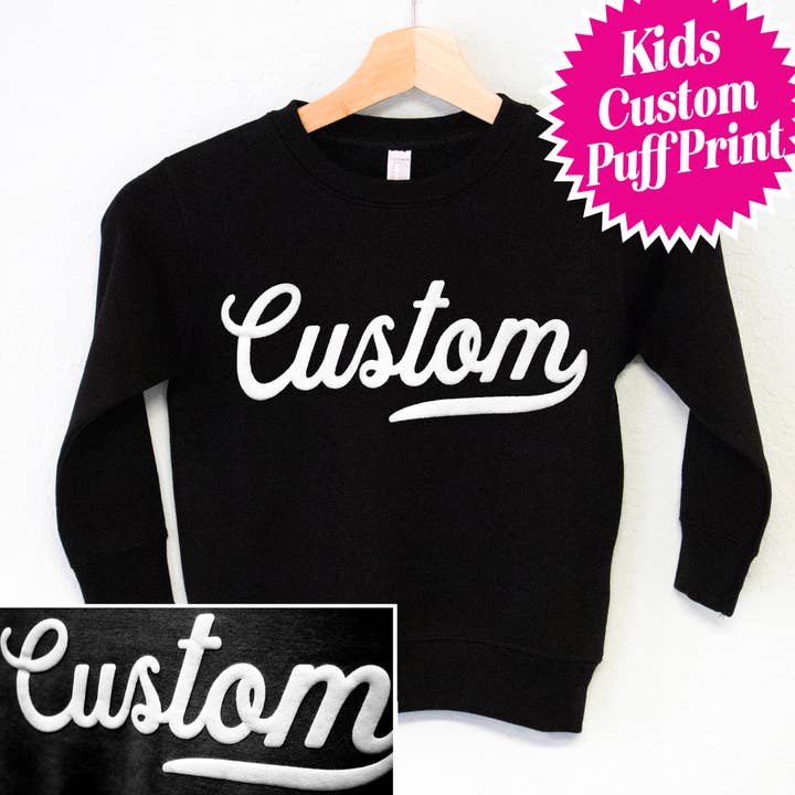 Sweatshirt pour enfants avec impression en relief personnalisée, tout-petits et jeunes pour la vente par Nobullwoman Apparel